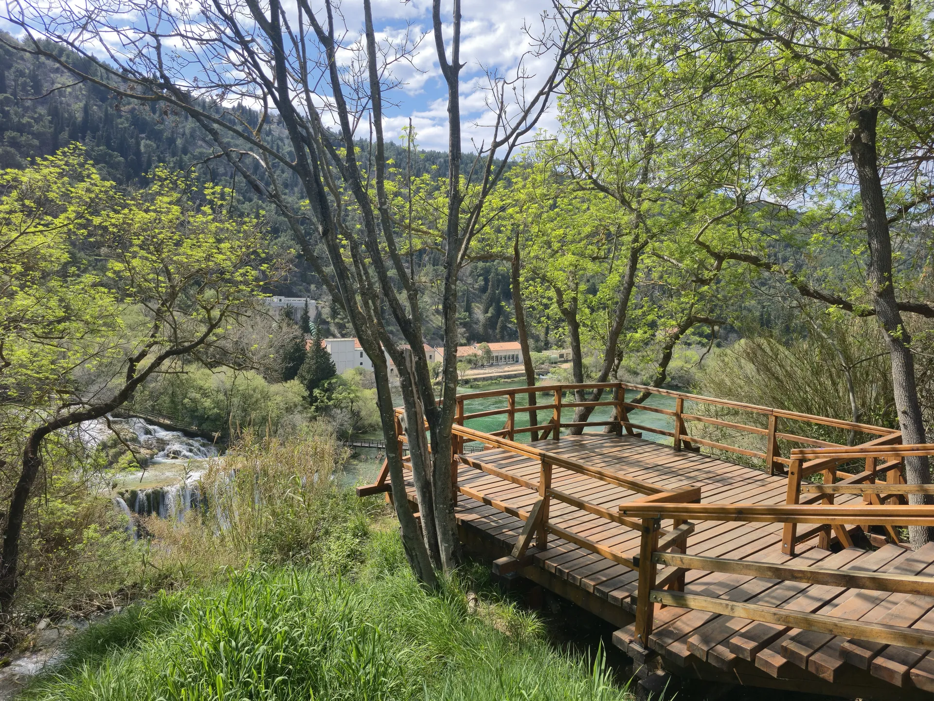 Viewpoint over the Krka waterfalls on a private transfer from Split